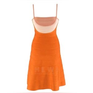 Herve Leger Orange Britt Bandage Dress
